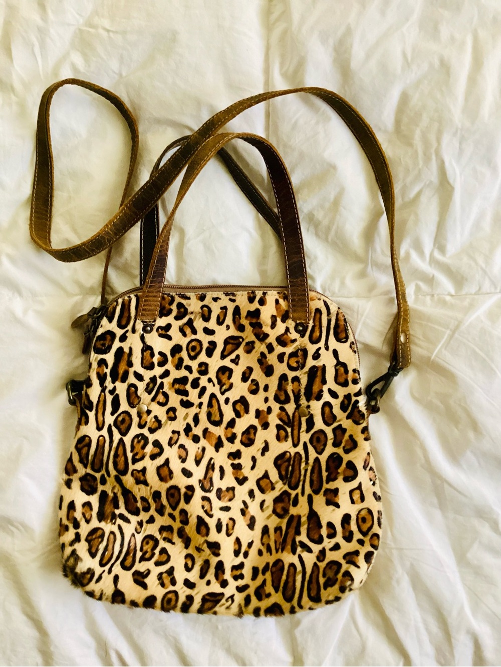 Myra Bag Leopard Print Shoulder Bag - Brown/Tan/Black